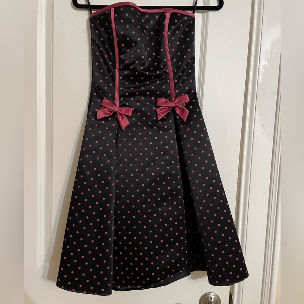 Vintage Gunne Sax Jessica Mcclintock Pink And Brown Polka Dot Dress Size 1/2